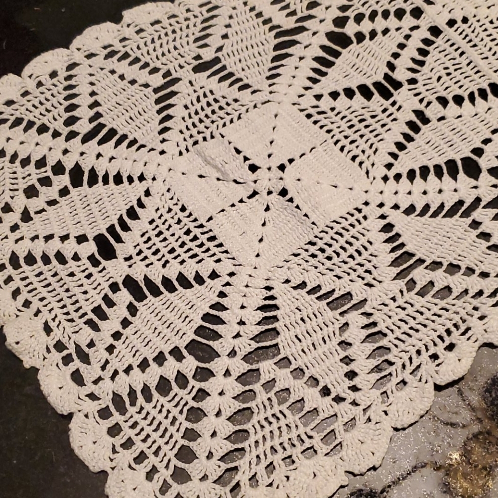 Vintage Handmade White Crochet Doilie Runner